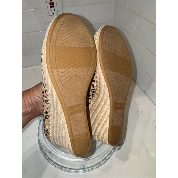 Toms Women Size 8 Michelle Cheetah Print Stacked Heel Slip On Wedge Peep Toe - Picture 14 of 14